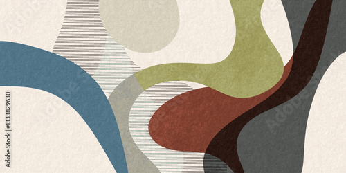 Tablou pe pânză Contemporary abstract painting with bold lines and geometric shapes, perfect for