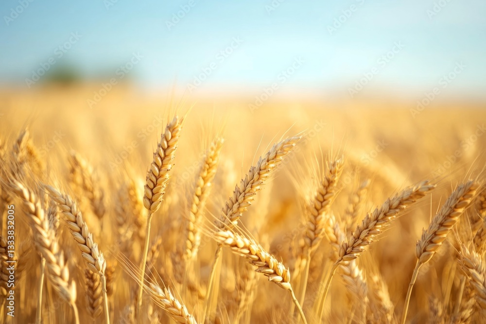 Fototapeta premium Golden wheat field under a clear sky