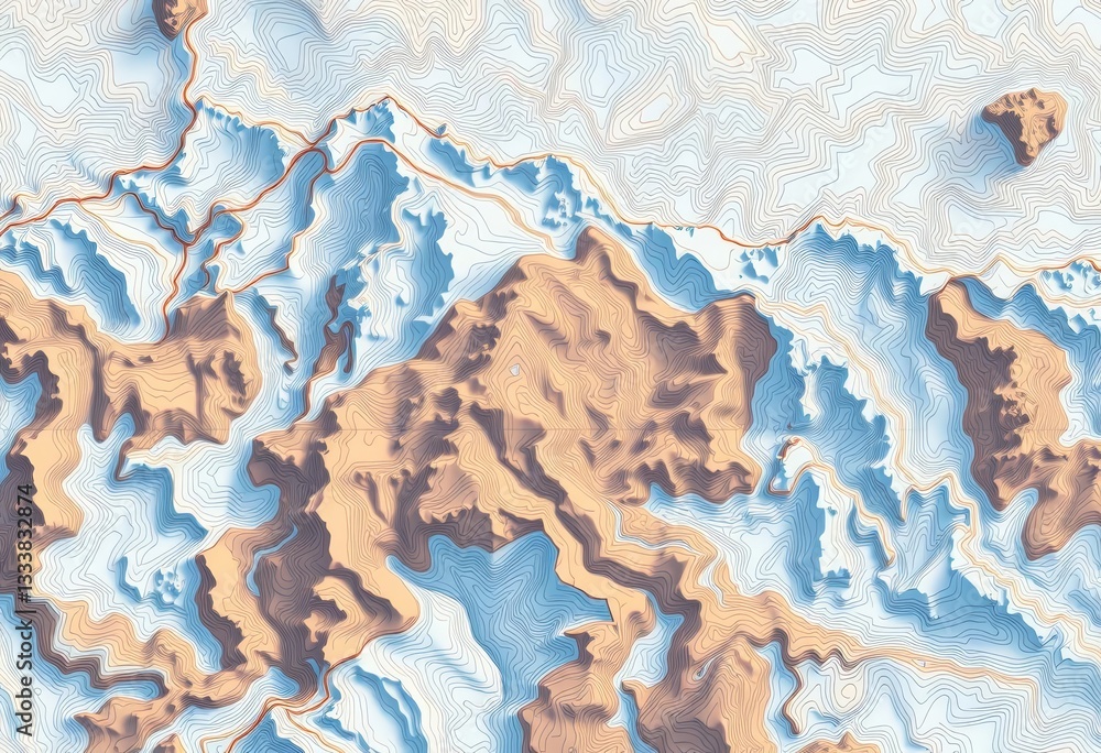 Seamless vector topographic map background; line contours, mountain trail, terrain, geographic grid, hiking, elevation, nature, outdoors, topographic map, geology Seamless vector topographic map background; line contours, mountain trail, terrain, geographic grid, hiking, elevation, nature, outdoors, topographic map, geology