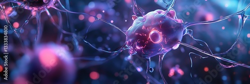 Digital Neural networks background for tech processes, Neurons firing, Neurons firing, synaptic connection, artificial intelligence, encryption digital archives, graphic presentations, Wide background