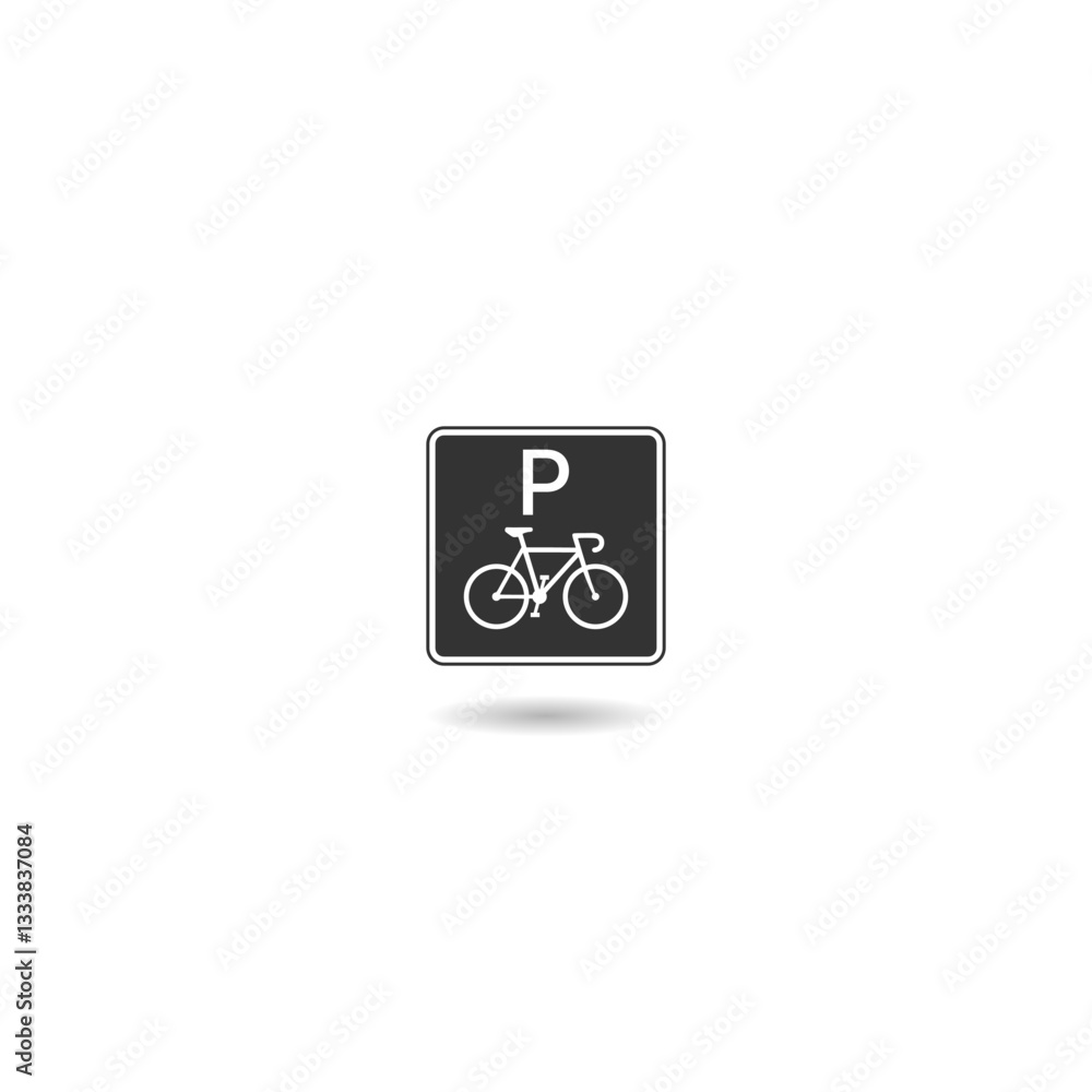 Bicycle sign icon with shadow Bicycle sign icon with shadow