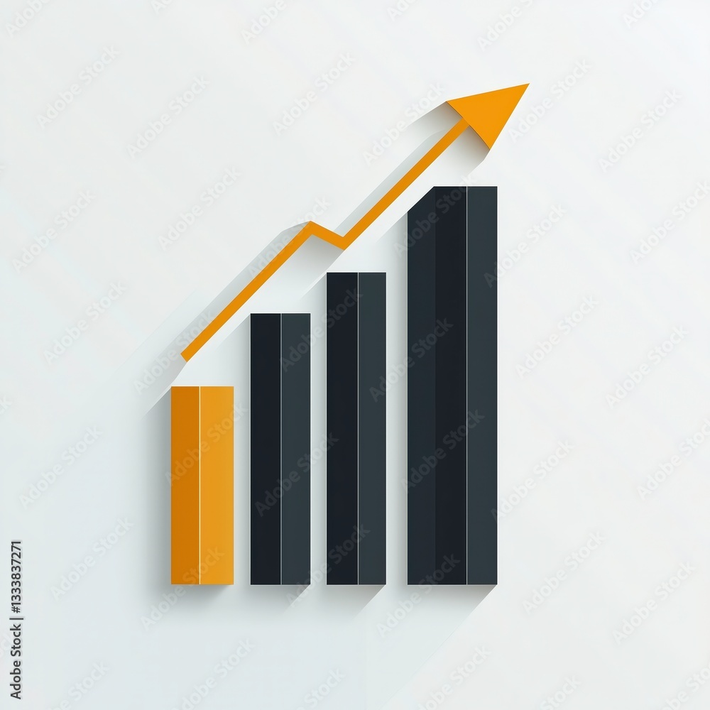 Financial Growth Chart: An abstract graphical representation of business and finance, showcasing an upward-trending arrow and rising bar graph. Financial Growth Chart: An abstract graphical representation of business and finance, showcasing an upward-trending arrow and rising bar graph.