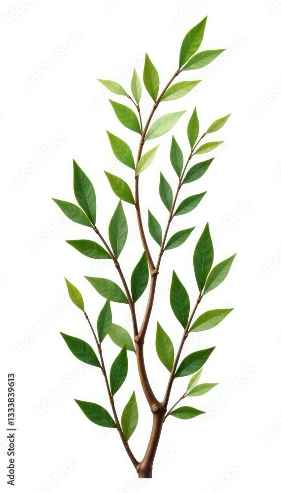 Fototapeta premium Stack of isolated branches in different sizes and orientations on a white background, plantlife, branches arrangement,