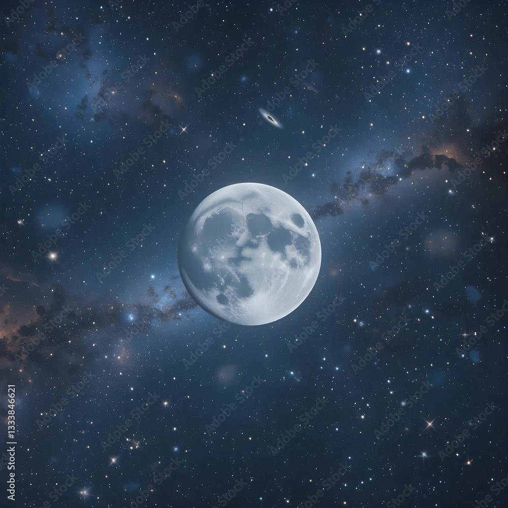 the full moon shining blue alone in the vast space the full moon shining blue alone in the vast space