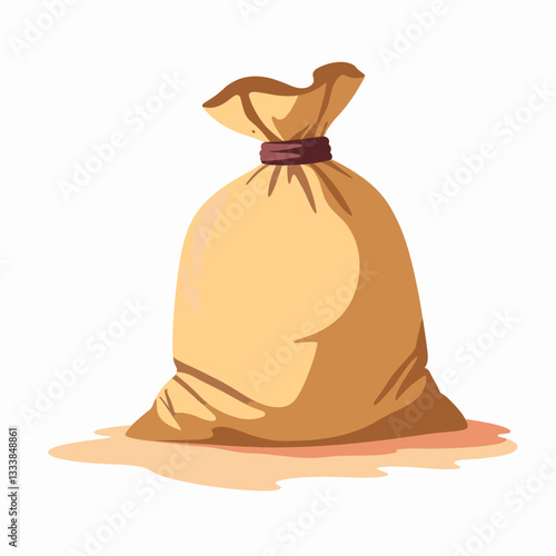 Simple sandbag illustration on white background, weight training concept