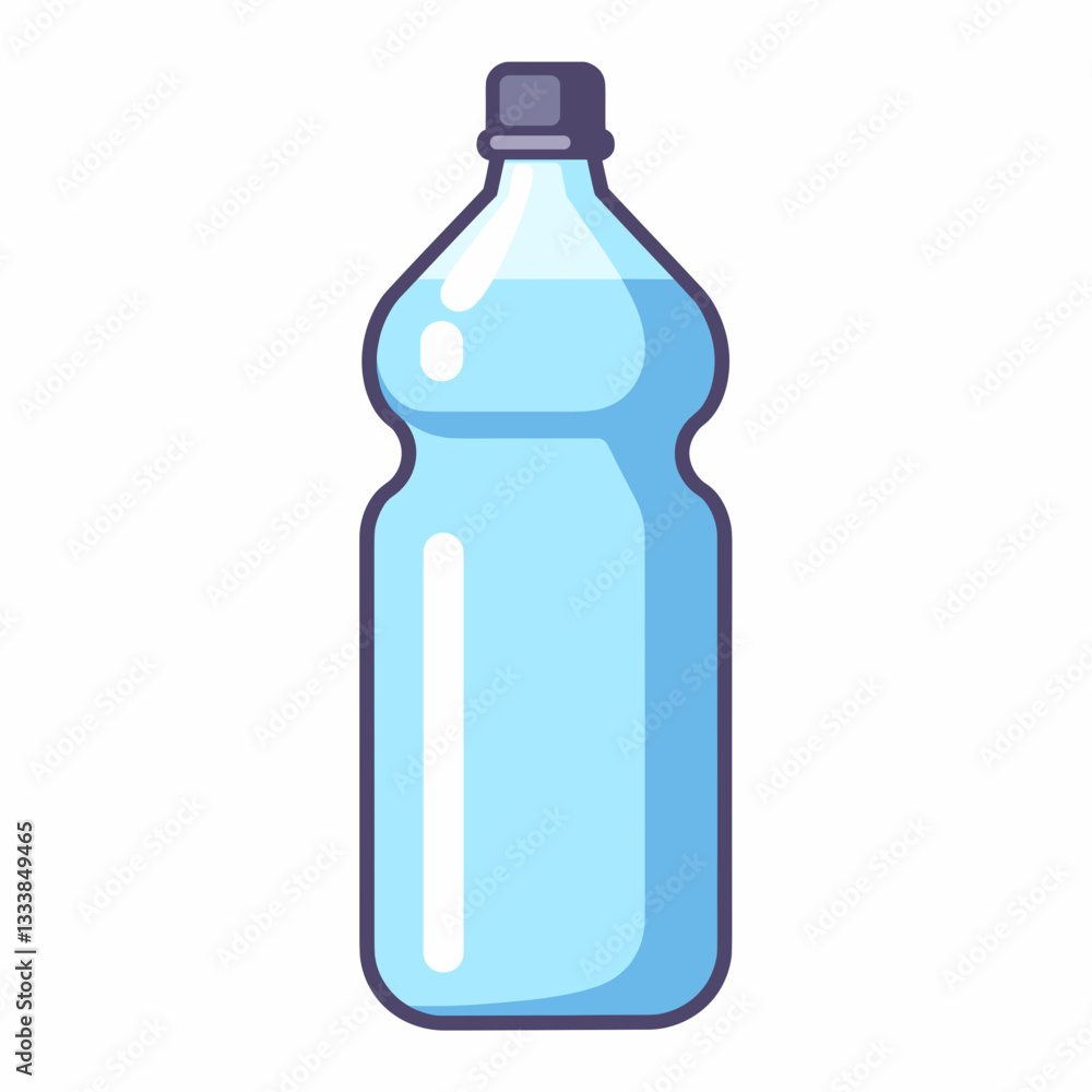 Stylized water bottle illustration on white background, hydration concept Stylized water bottle illustration on white background, hydration concept