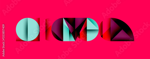 Abstract geometric pattern with intersecting circles and triangles in gradients. The high-contrast composition creates depth and a dynamic, modern aesthetic