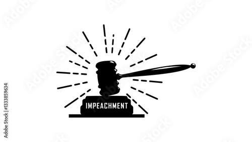 impeachment symbol, black isolated silhouette judge