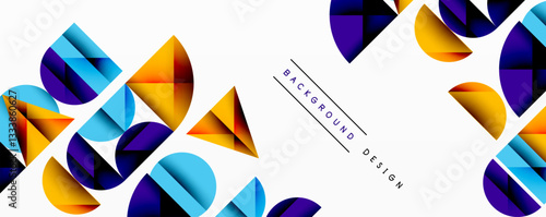 Abstract geometric pattern with intersecting circles and triangles in gradients. The high-contrast composition creates depth and a dynamic, modern aesthetic