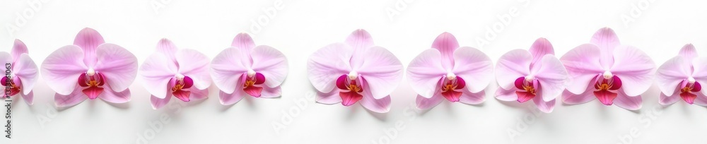Delicate pale pink orchid flowers on white background, white, delicate Delicate pale pink orchid flowers on white background, white, delicate