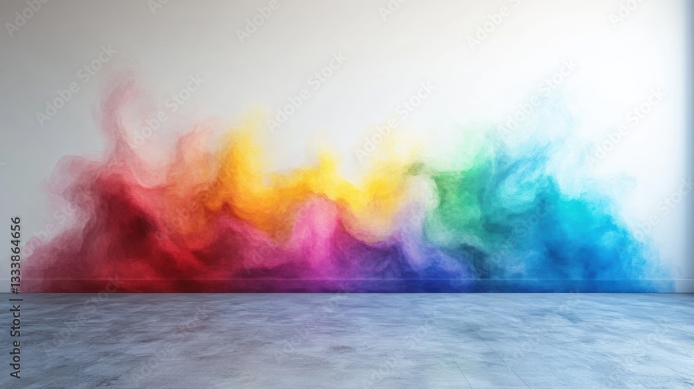 Naklejka premium A blank canvas of smooth, white wall, ready to be adorned with vibrant colors and captivating imagery, inviting the viewer to create their own masterpiece.