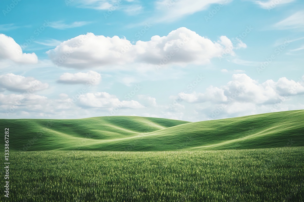 Naklejka premium Serene Rolling Hills Under a Pristine Sky