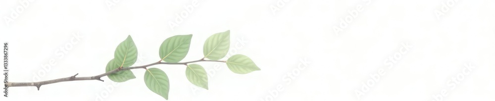 Obraz premium Single isolated branch on white background with gentle curves, calm, clean, nature