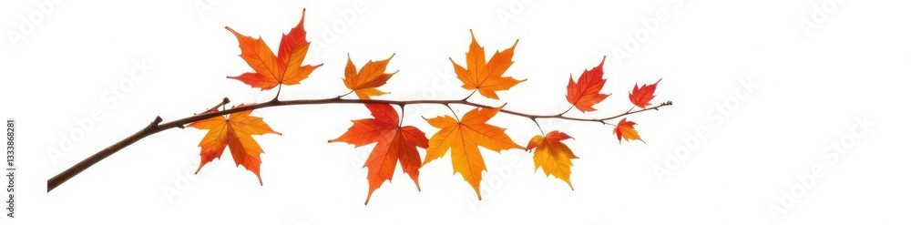 Single isolated branch with autumn leaves on white background, nature, branch autumn Single isolated branch with autumn leaves on white background, nature, branch autumn