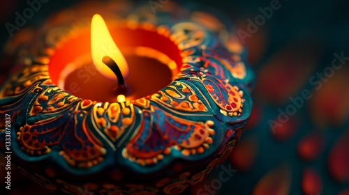 Ornate Candle Holder Illuminates With A Warm Flame