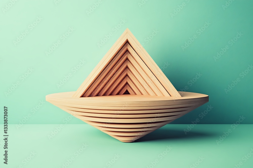 Obraz premium Geometric Wooden Display Platform Design