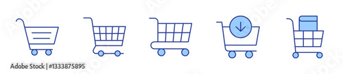 book, shopping cart, add to cart. Shopping cart Icon vector illustration. Line Duotone style. Editable stroke