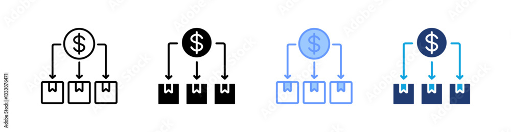 Cost Per Unit Multistyle Icon Set Vector Cost Per Unit Multistyle Icon Set Vector