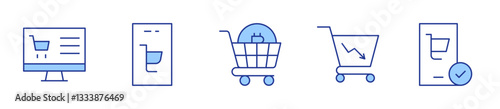 online shopping, shopping cart, shopping. Shopping cart Icon vector illustration. Line Duotone style. Editable stroke