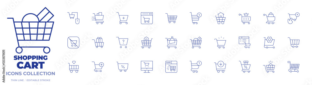 Shopping cart icons collection. Thin Line icons, editable stroke. online shop, consumerism, cart, online shopping, shopping bag, no shopping cart, add to cart Shopping cart icons collection. Thin Line icons, editable stroke. online shop, consumerism, cart, online shopping, shopping bag, no shopping cart, add to cart