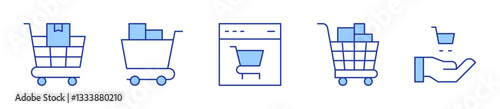 shopping cart, purchase. Shopping cart Icon vector illustration. Line Duotone style. Editable stroke