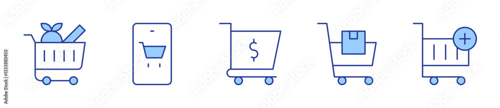 trolley, mobile shopping, cart, shopping cart. Shopping cart Icon vector illustration. Line Duotone style. Editable stroke trolley, mobile shopping, cart, shopping cart. Shopping cart Icon vector illustration. Line Duotone style. Editable stroke