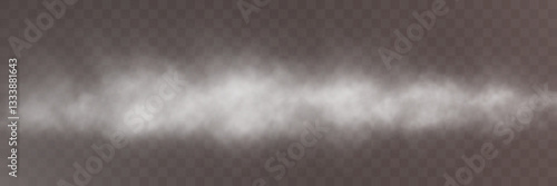 Realistic white smoke on transparent background with soft swirling effect, misty fog, airy vapor, atmospheric haze, drifting smog, subtle steam, floating cloud, delicate fumes.
