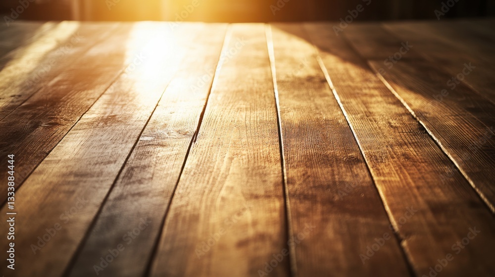 Sunlit Wooden Plank Surface with Warm Golden Hue and Shadow Play Sunlit Wooden Plank Surface with Warm Golden Hue and Shadow Play