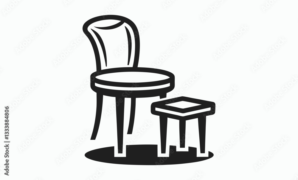 Chair and table outline vector, chair and table line art vector illustration, dining table and chair outline vector Chair and table outline vector, chair and table line art vector illustration, dining table and chair outline vector