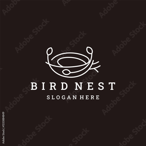 simple bird's nest logo design, bird logo vector illustration
