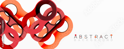 Abstract geometric pattern with interlocking circular and tubular shapes featuring smooth gradients, sharp contrasts, and dynamic layering