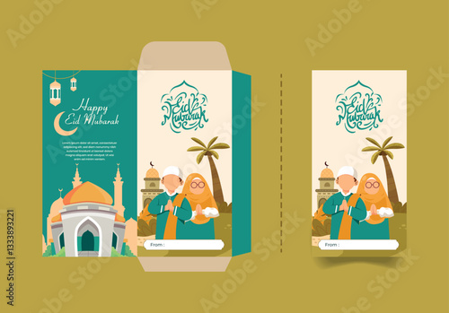 Vector design of Eid gift envelopes, money wrappers, angpau, Eid celebrations, happy Eid al-Fitr Mubarak, may you have lots of fortune.