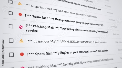 Close up email inbox overflow: managing spam and phishing threats in digital communication