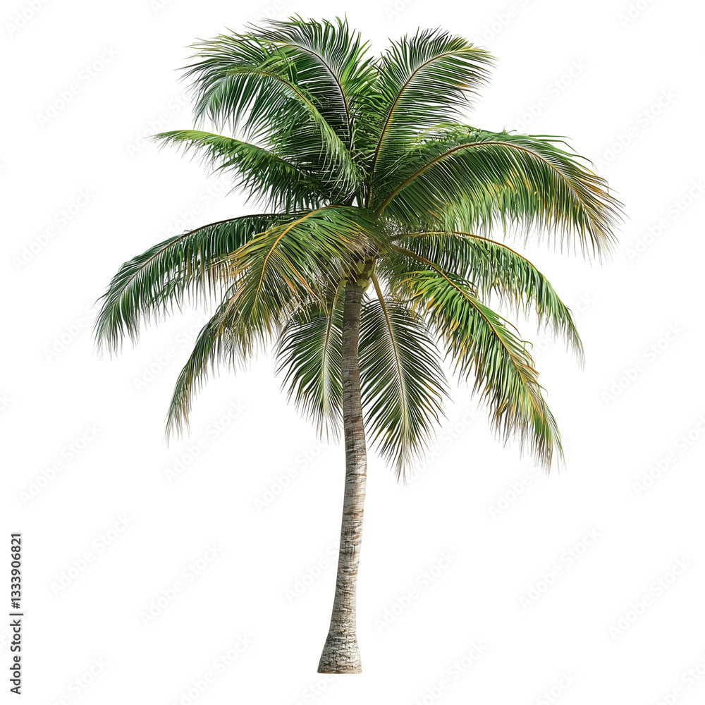 Obraz premium Tropical palm tree, isolated on transparent background 