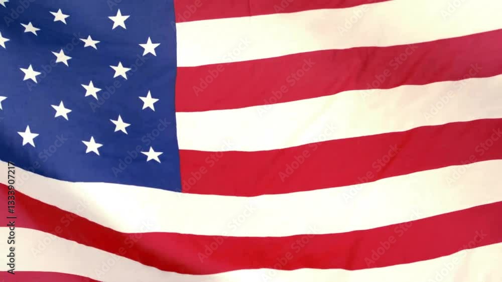 American flag waving with stars and stripes in red, white, and blue animation American flag waving with stars and stripes in red, white, and blue animation