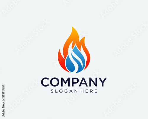 fire and water drop logo
