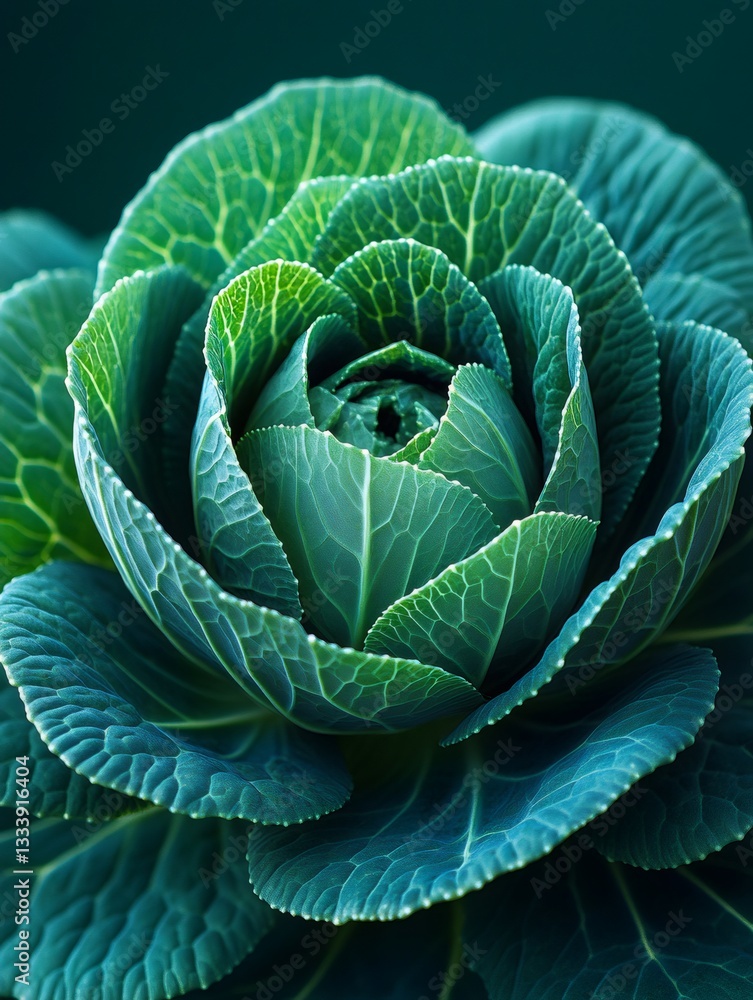 Fototapeta premium Decorative cabbage forming a beautiful green rose shape