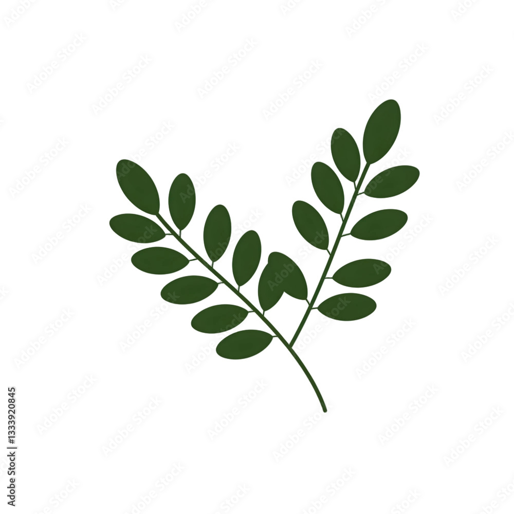 Minimalist green leaf branch icon, flat botanical design, nature plant element, transparent background object, vector illustration Minimalist green leaf branch icon, flat botanical design, nature plant element, transparent background object, vector illustration