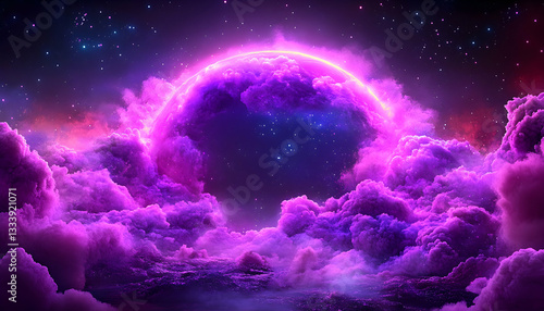 Cosmic Orb in Purple Clouds