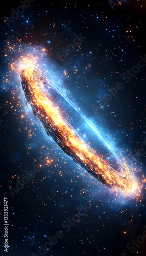 Cosmic Ring Nebula, Fiery Outer Space, Intricate Galaxy