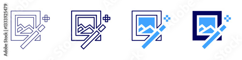 Edit newsletter​ icon in 4 different styles. Thin Line, Line, Bold Line, Duotone. Duotone style. Editable stroke