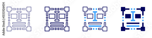 Text editor icon in 4 different styles. Thin Line, Line, Bold Line, Duotone. Duotone style. Editable stroke