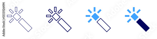 Wand icon in 4 different styles. Thin Line, Line, Bold Line, Duotone. Duotone style. Editable stroke