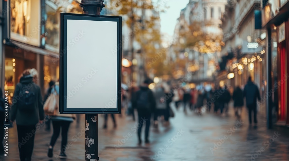 A Blank Advertisement Poster Displayed on a City Street Pole A Blank Advertisement Poster Displayed on a City Street Pole