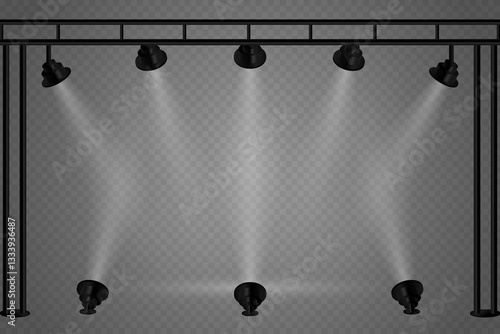 Spotlight and stage light, lighting effects. On a transparent background.