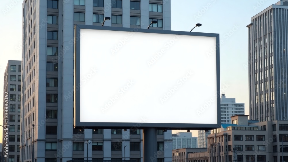 an empty billboard stands tall in a bustling urban setting, ready for advertising messages an empty billboard stands tall in a bustling urban setting, ready for advertising messages