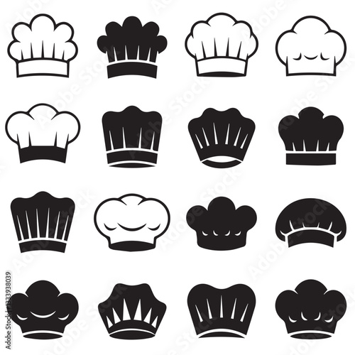 Set of Vector Chef Hat Silhouettes - Different Types of Culinary Headwear Icons