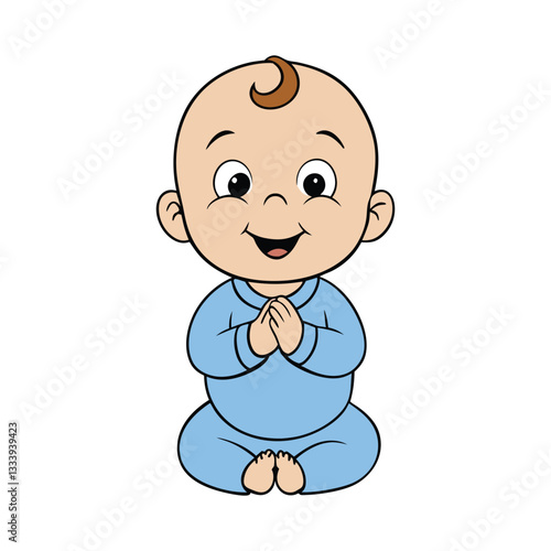 Cute baby boy clapping hands. Baby clip art