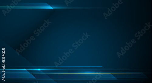 Vector Abstract, science, futuristic, energy technology concept for wallpaper background. Digital image design, line pattern, texture, neon - blue light, motion blur over dark blue gradient background