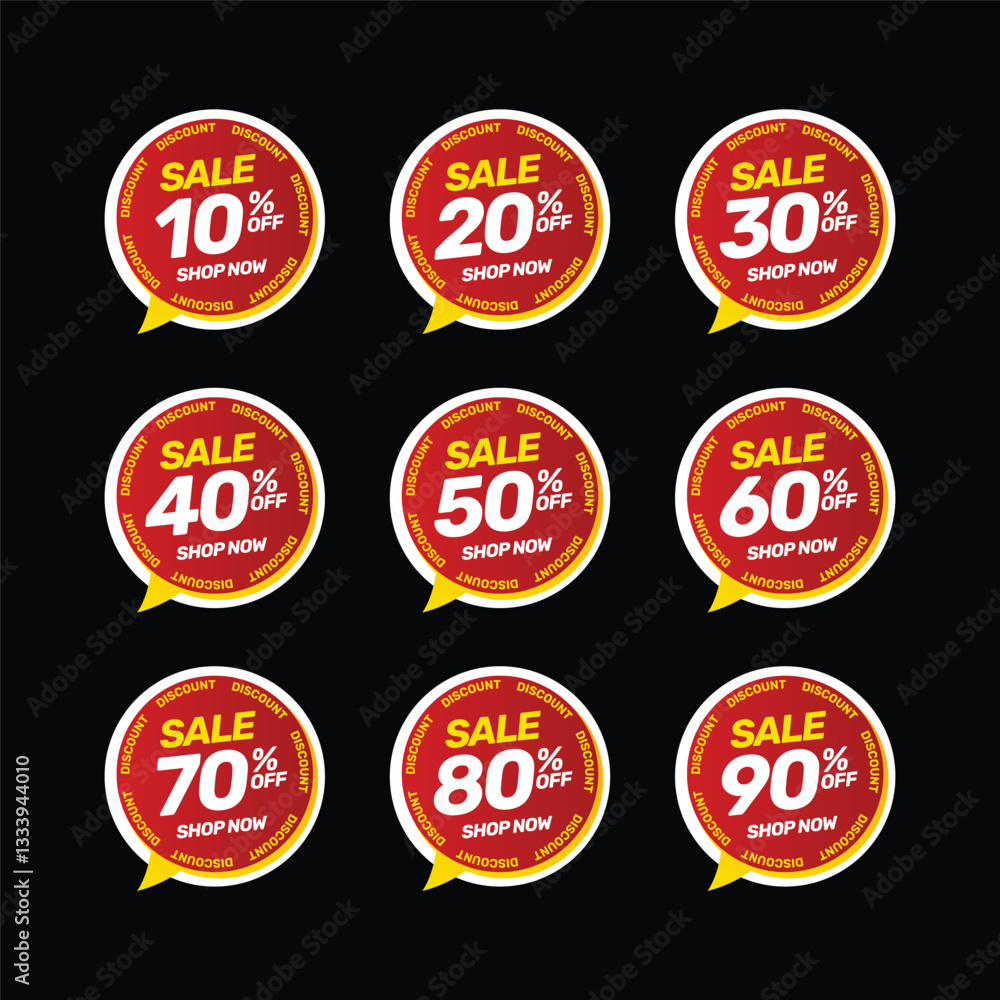 Obraz premium Set of discount offer price label, flash sale promo marketing